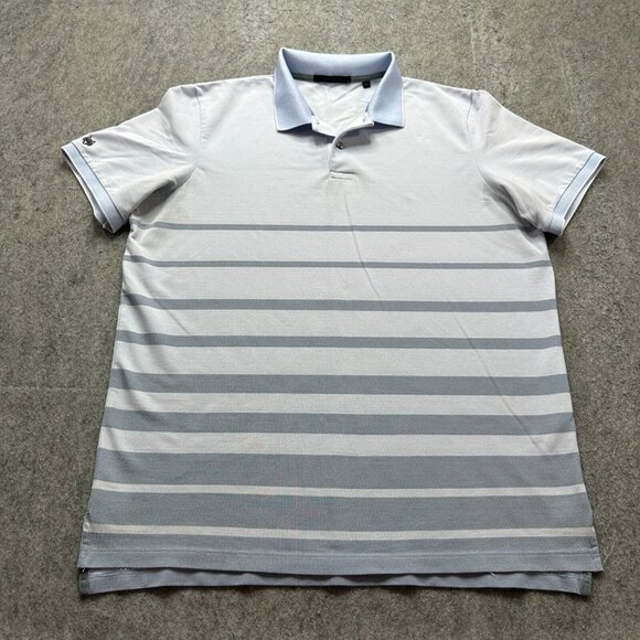Greyson Polo Shirt Men L Blue Striped Golf Performance Stretch - Picture 2 of 13